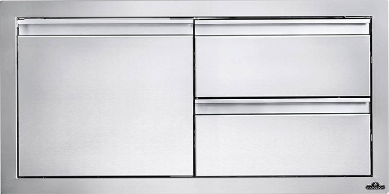 Napoleon BI36161D2DR 36 inch Single Door and Double Drawer Combo, Soft Closing, Anodized Aluminum Handles, Seamless Trim, in Stainless Steel