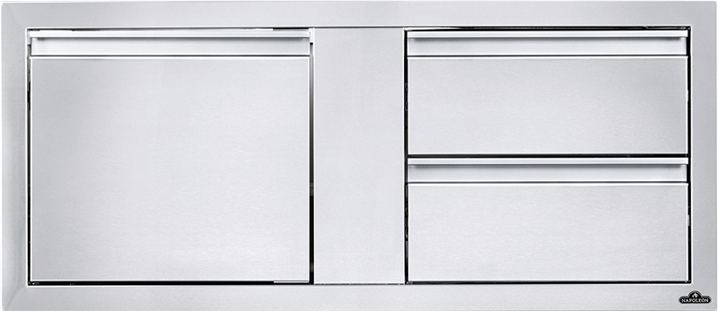 Napoleon BI42161D2DR 42 inch Single Door and Double Drawer Combo, Soft Closing, Anodized Aluminum Handles, Seamless Trim, in Stainless Steel