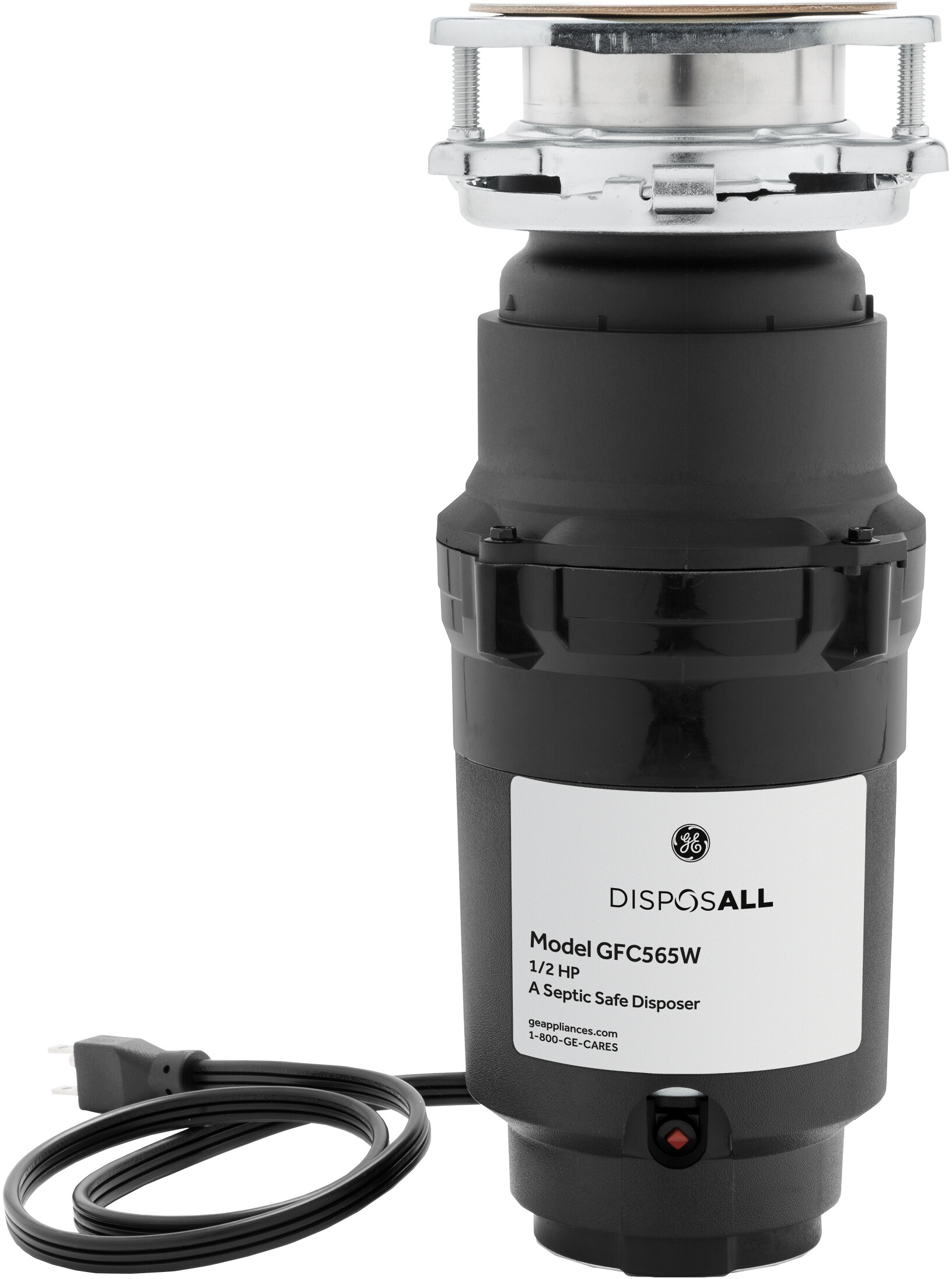 GE DISPOSALL 1/2 HP Continuous Feed Garbage Disposer - Corded in Black