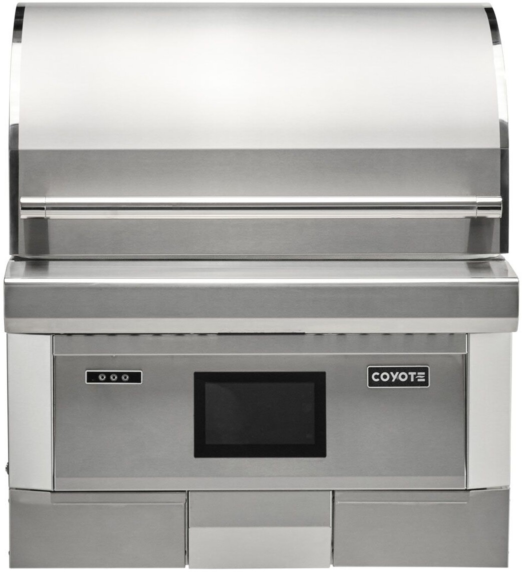 Coyote C2P28 28 inch GEN3 Built-In Pellet Grill with Smart Drop Pellet Feed, Digital Touch Control and Spring Assist Hood in Stainless Steel