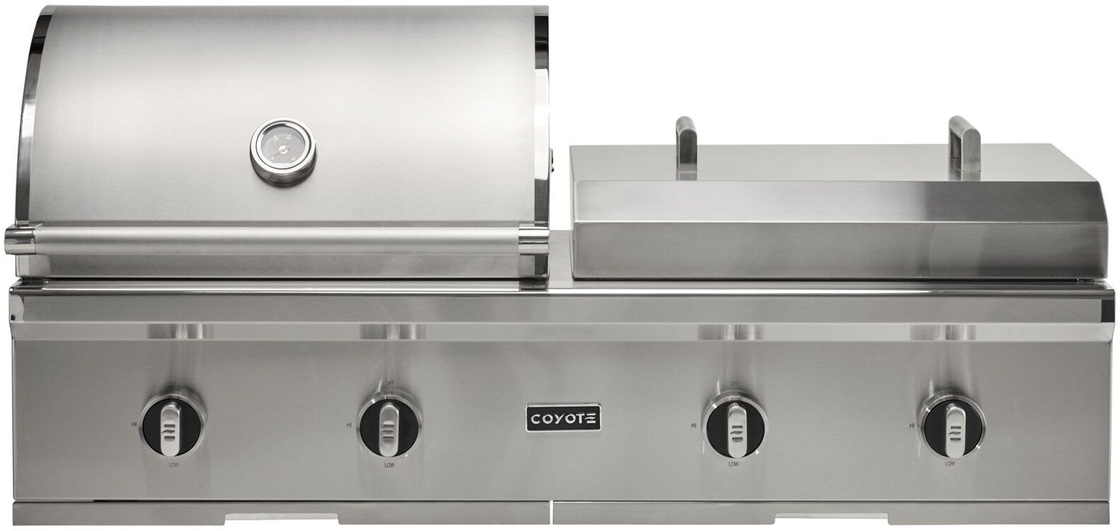 Coyote C3CO50LP 50 inch Combo Flat Top Built-In Combo Grill with 2 Infinity and 2 U-Burners, 304 Stainless Steel Construction (Liquid Propane)
