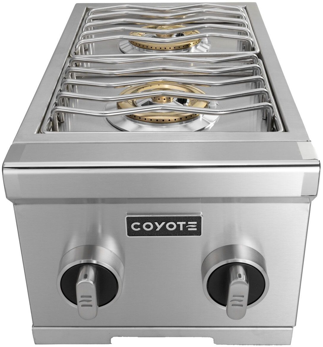 Coyote C3DBLP 12 inch Double Side Burner with 30000 BTU, Brass Burners and Knob Control in Stainless Steel (Liquid Propane)