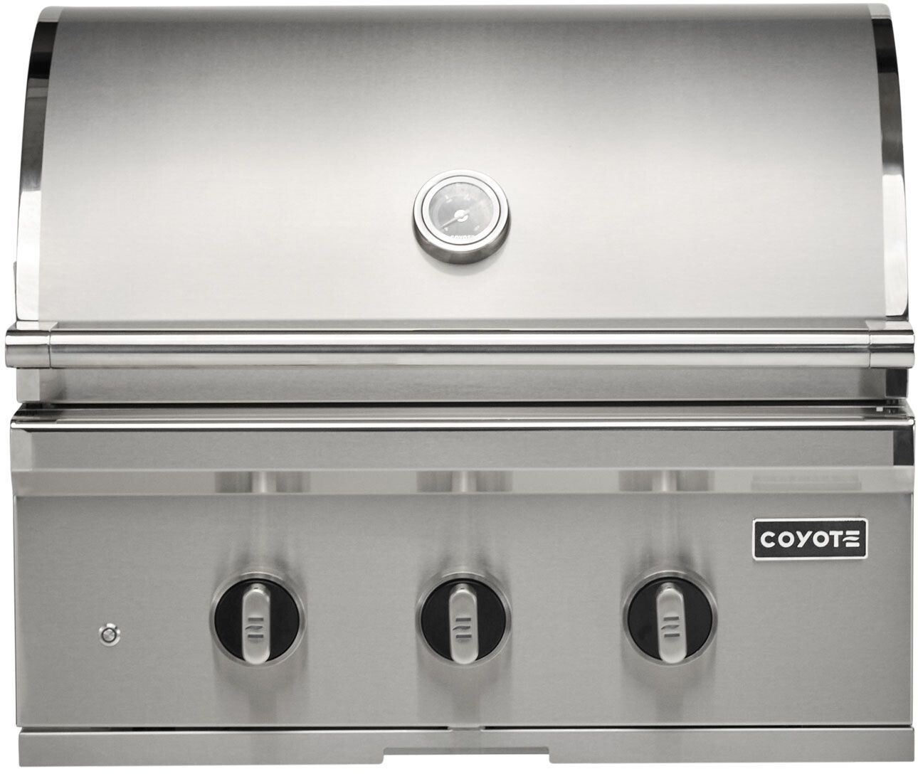 Coyote C3SL30LP 30 inch SL-Series Built-In Gas Grill with 1 Stainless Steel Burner, 1 Sear Zone Burner, Rotisserie and Integrated Wind Guard in Stainless Steel (Liquid Propane)
