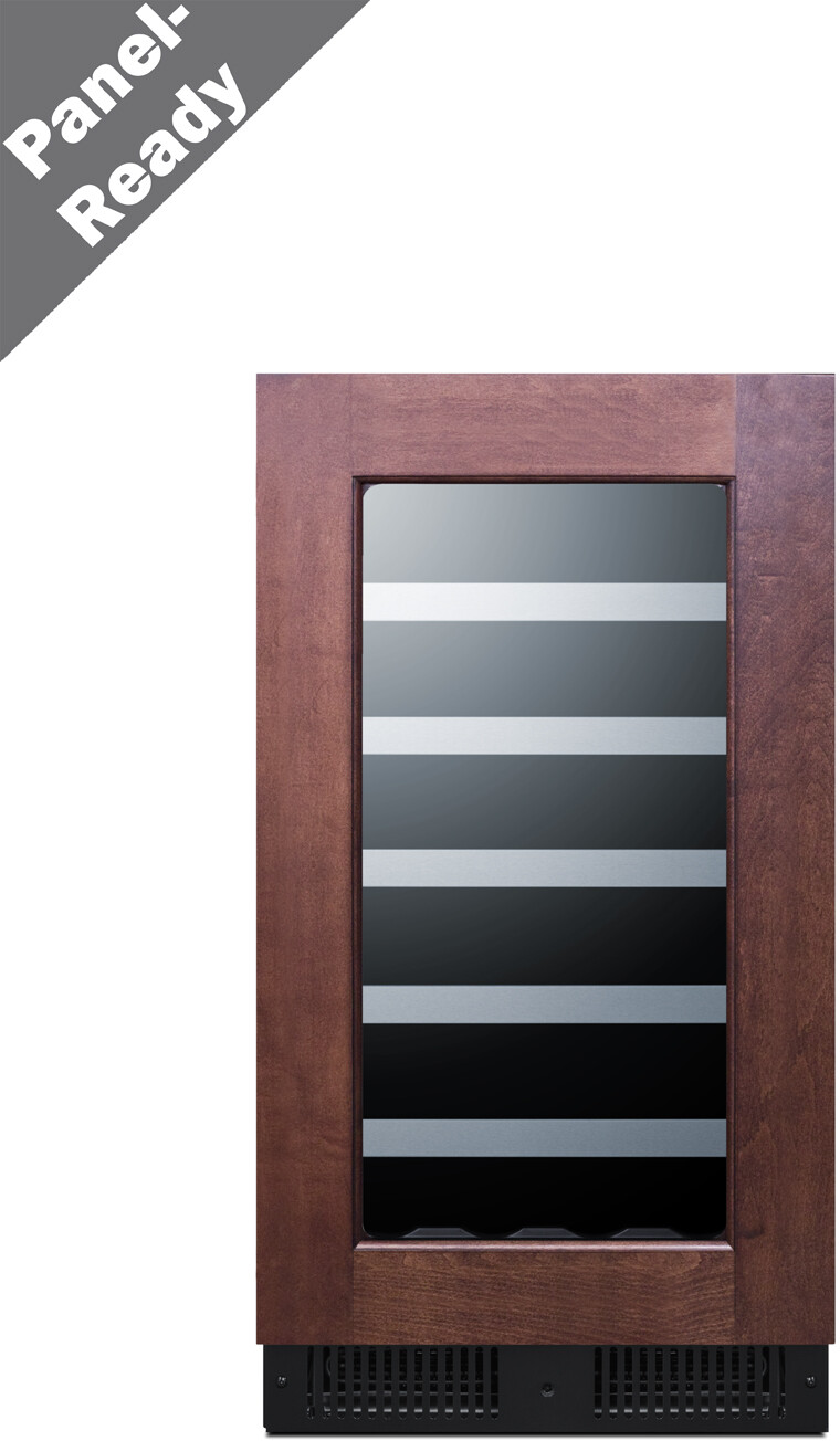 Summit CL18WCPNR 18 inch Single Zone Wine Cooler with 2.9 cu. ft. Capacity, Freestanding Black Cabinet, Professional Handle, Double Pane Tempered Glass Door, in Panel Ready (Right Hinge)