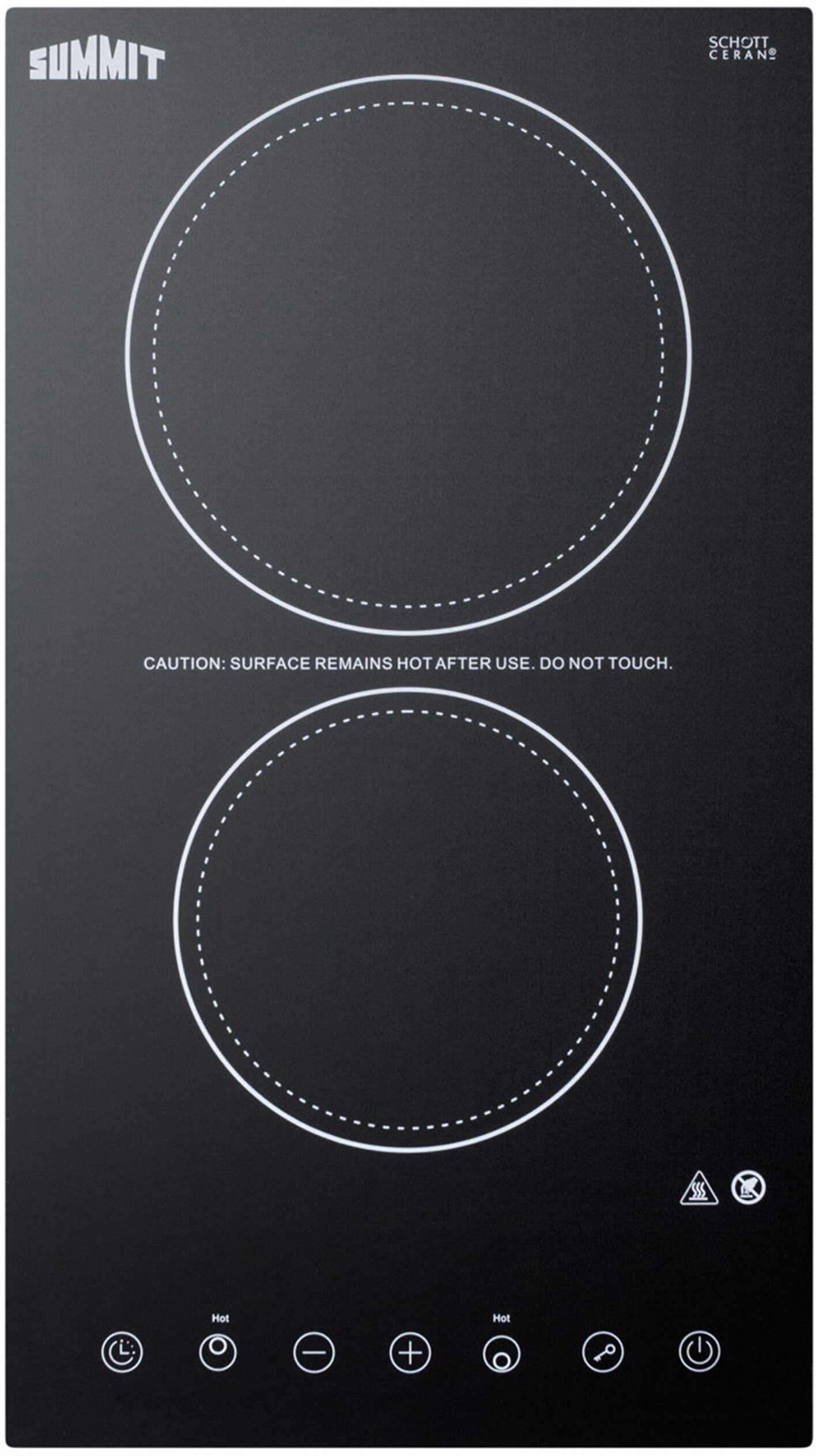 Summit CR2B23T3B 12 inch Electric Cooktop with 2 Elements, 230V Operation, Digital Touch Controls, 9 Power Levels, Energy Star, ADA Compliant (Black)