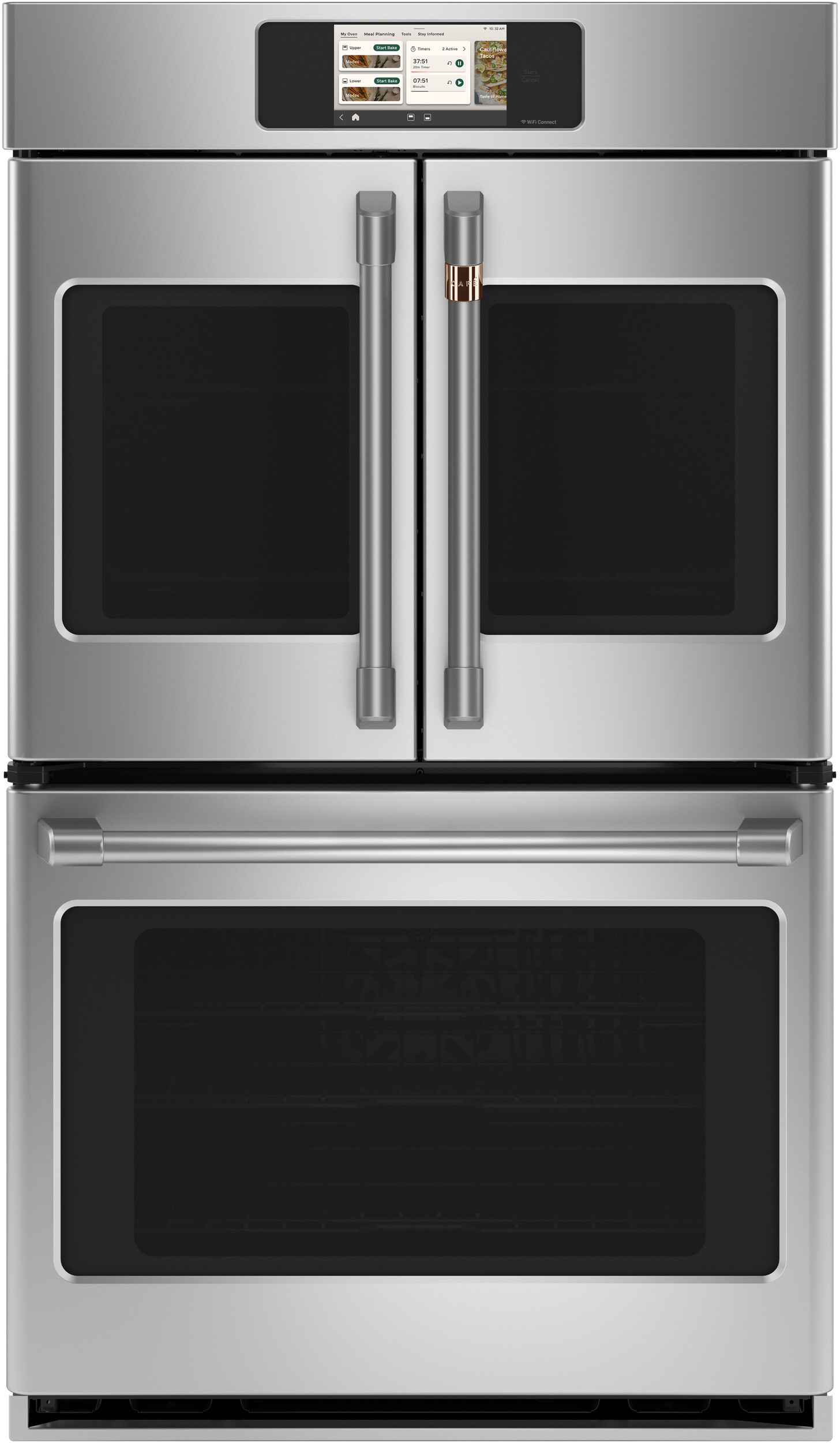 Cafe CTD90FP2ZS1 Professional Series 30 inch Smart Built-In Convection French Door Double Wall Oven with 10 cu. ft. Capacity, True European Convection with Direct Air, and Self-Clean with Steam Clean Option (Stainless Steel)