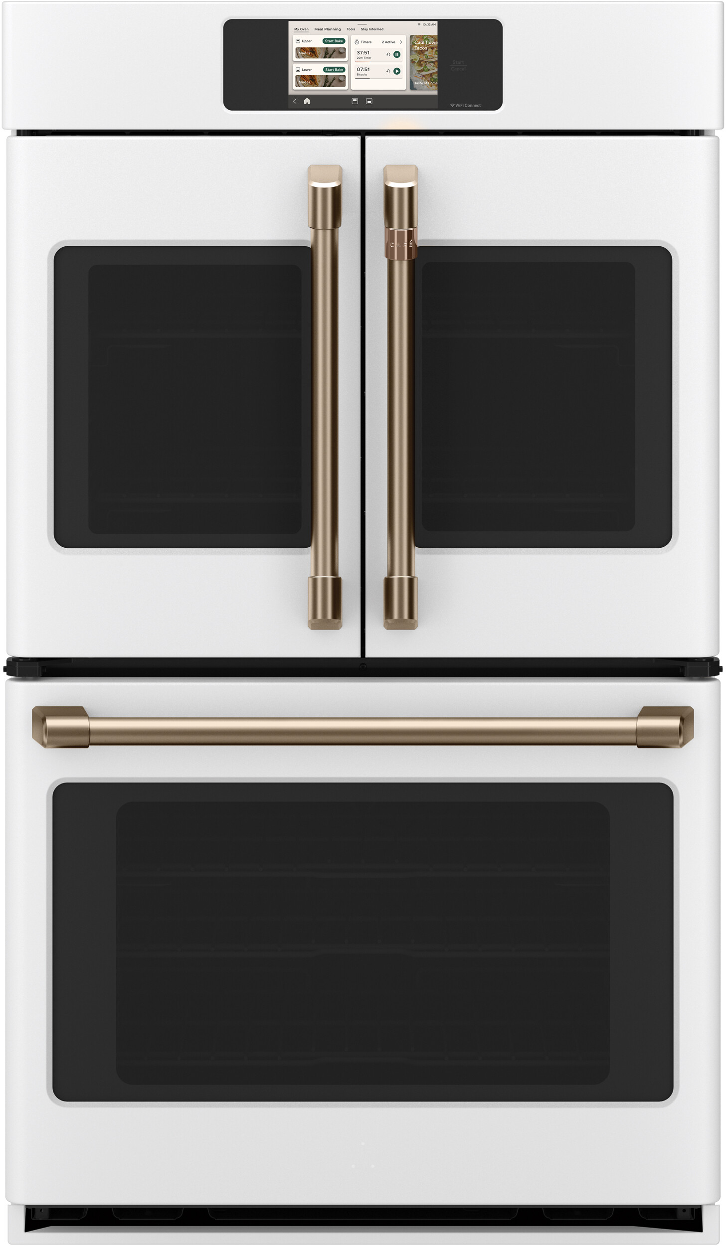 Cafe CTD90FP4ZW2 Professional Series 30 inch Smart Built-In Convection French Door Double Wall Oven with 10 cu. ft. Capacity, True European Convection with Direct Air, and Self-Clean with Steam Clean Option (Matte White)