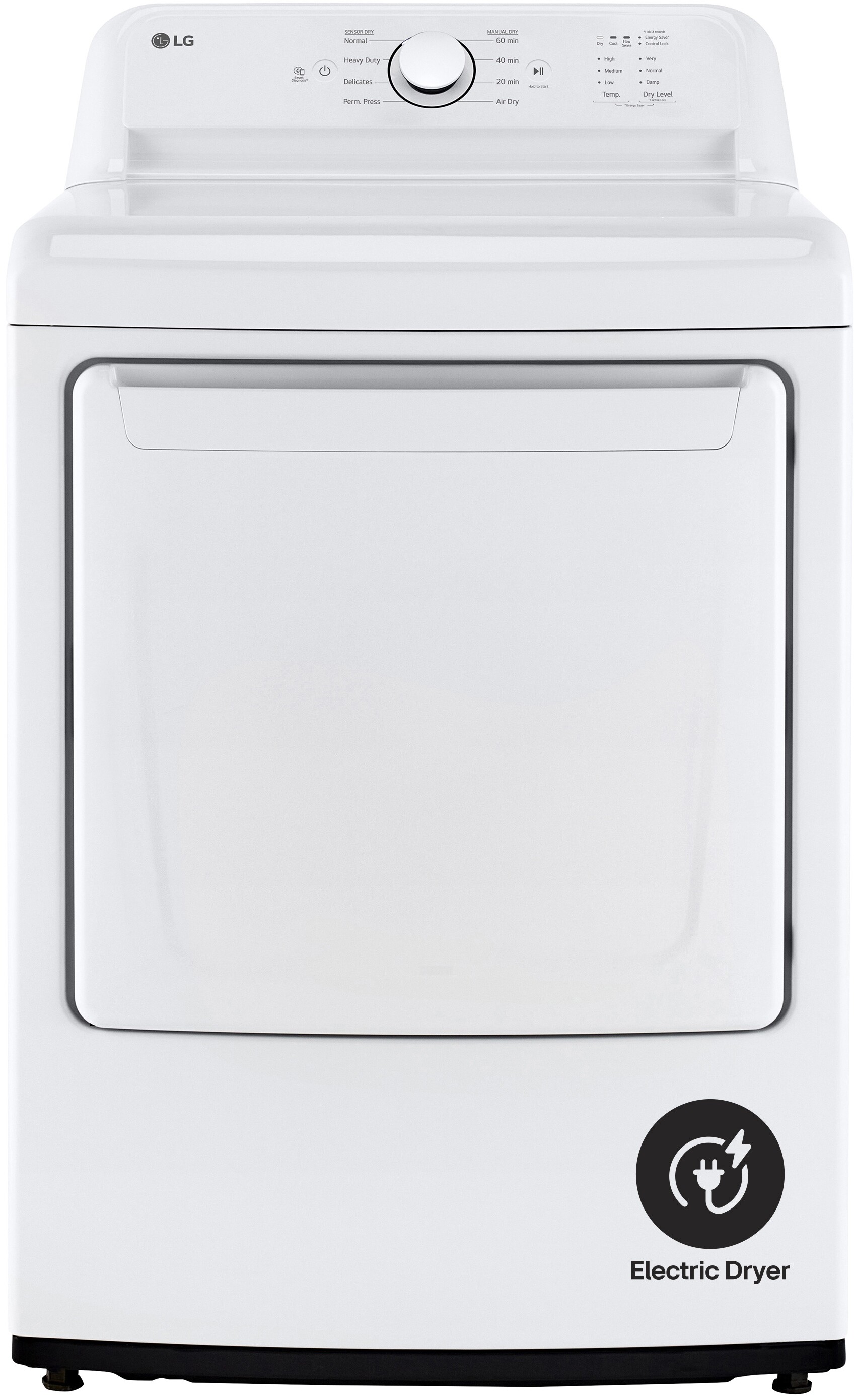 LG 73 Cu Ft Electric Top Load Dryer DLE6100W