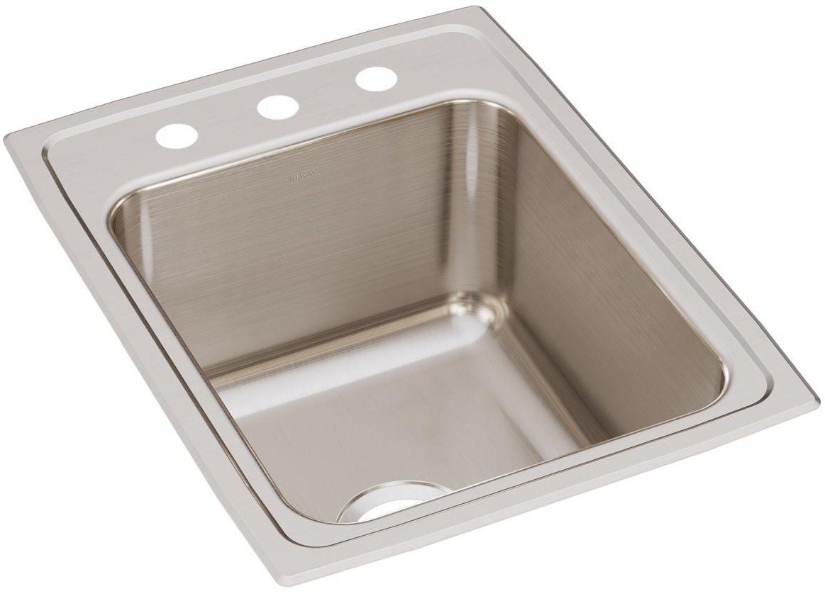 Drop-In Sink, Drop-In Mount, 3 Hole, 13-1/2" x 16", Lustrous Highlighted Satin
