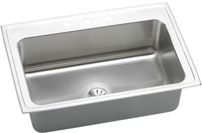 Elkay Gourmet Perfect Drain Collection Lustertone Collection Drop-In Stainless Steel Sink DLRS332210PD3