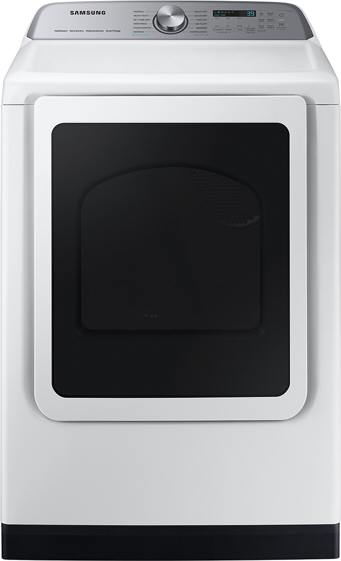 Samsung DVE55CG7100W 27 inch Smart Electric Dryer with 7.4 cu. ft. Capacity, Steam Sanitize+, Sensor Dry, Interior Drum Light and Lint Filter Indicator (White)