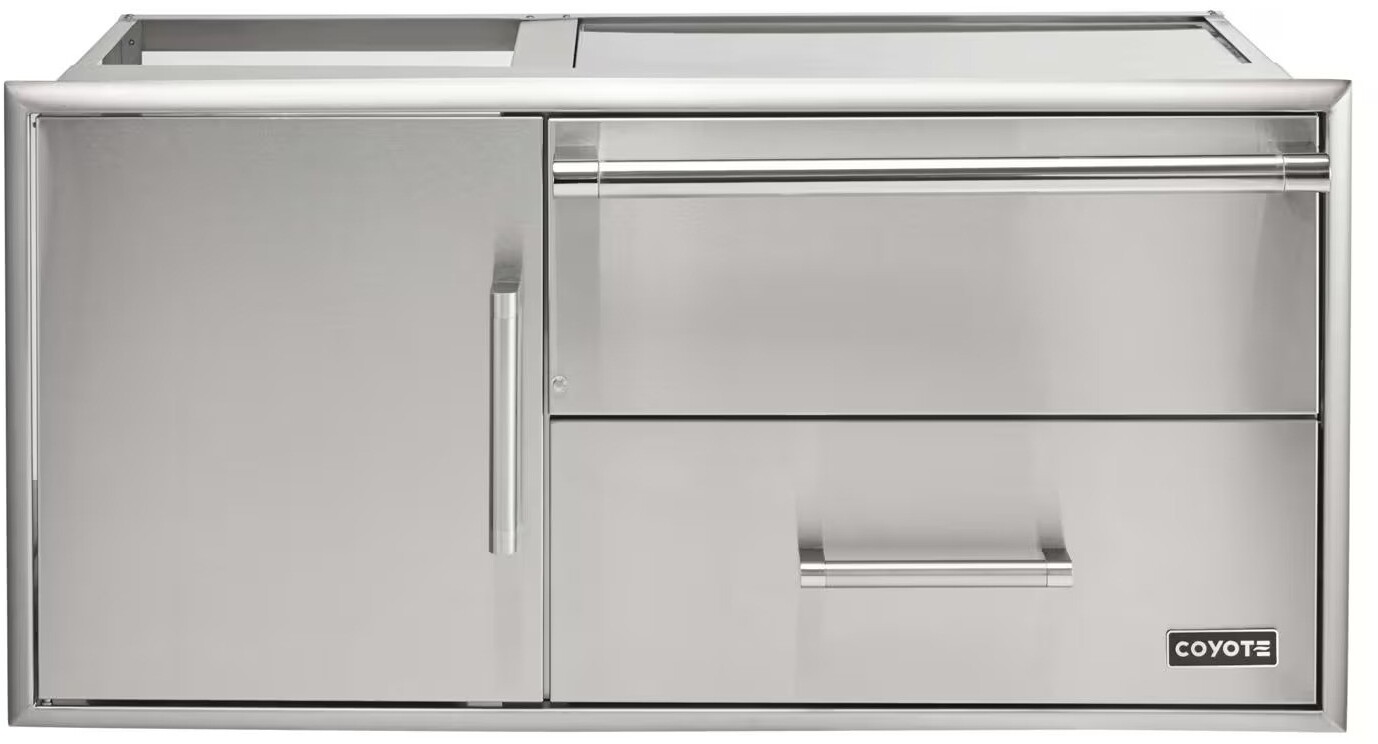Coyote C3CDWD 42 inch Access Door with Storage and Warming Drawer Combo with 400 Watts Variable Electric Heating Element in Stainless Steel