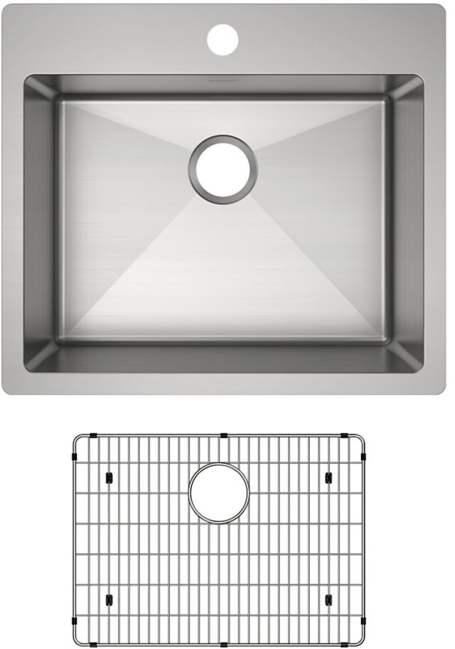 ECTSR25229TBG1 25 x 22 x 9 in. Crosstown 18 Gauge Drop In Single Basin Stainless Steel Kitchen Sink with Basin Rack