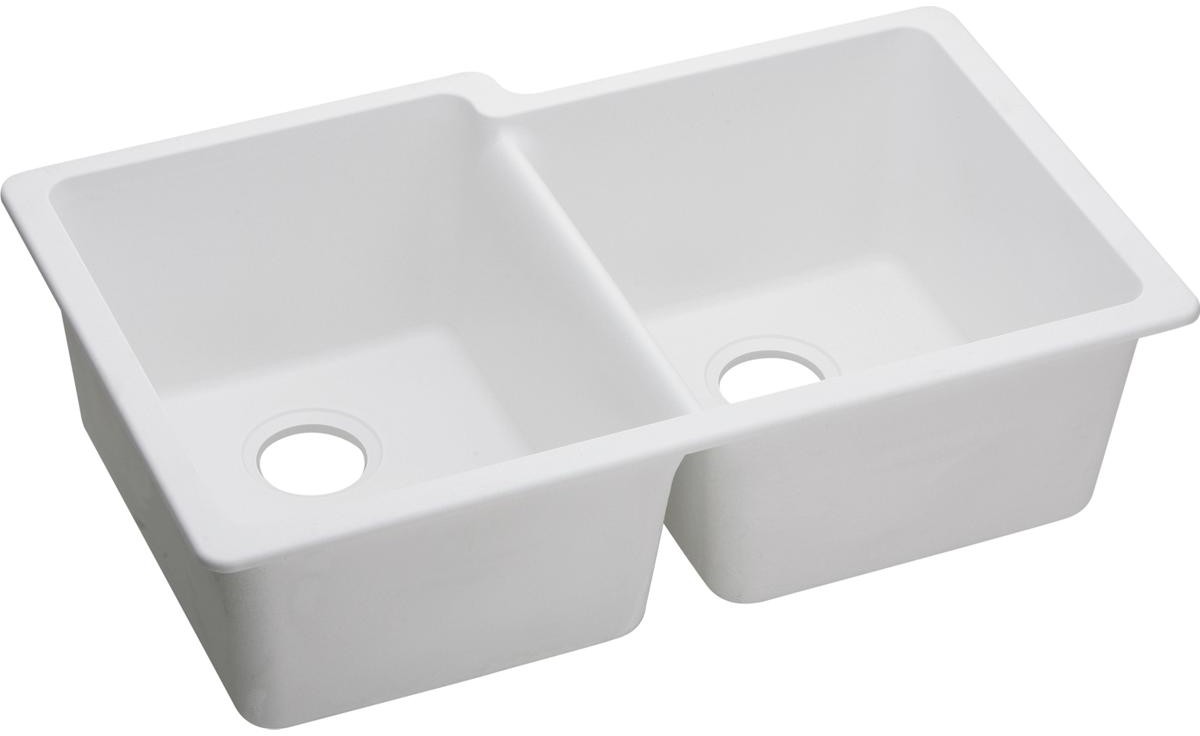 Sink, Undermount Mount, 0 Hole, Left Bowl 14.155" x 18.161", Right Bowl 14.355" x 16.161", White