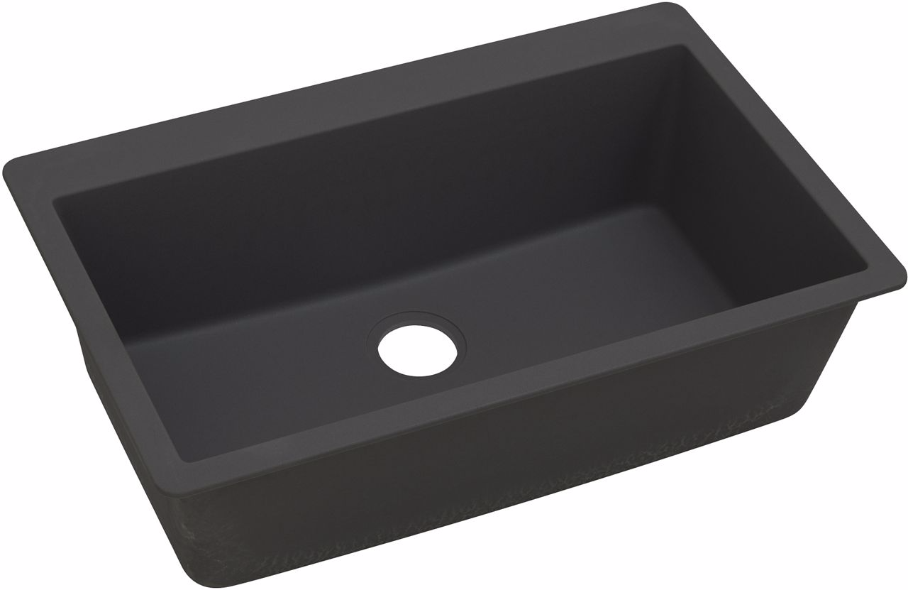ELGR13322BK0 33 x 20.87 x 9.43 in. Classic Drop in Single Basin Quartz Composite Kitchen Sink, Black