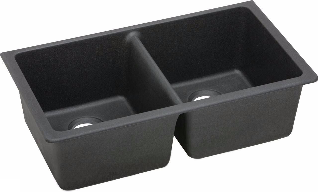 ELGU3322BK0 Granite 33 x 18.5 x 9.5 in. Double Bowl Undermount Kitchen Sink