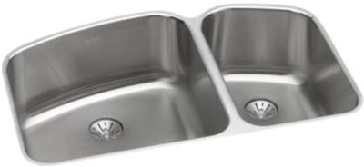 Sink, Undermount Mount, 0 Hole, Left Bowl 18" x 18.5", Right Bowl 11" x 17.6875", Lustrous Satin