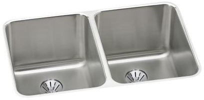 Elkay Gourmet Perfect Drain Collection Lustertone Collection Undermount Stainless Steel Sink ELUH322010PD