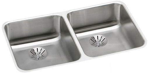 Ada Sink, Undermount Mount, 0 Hole, Left Bowl 13.5" x 16", Right Bowl 13.5" x 16", Lustrous Satin