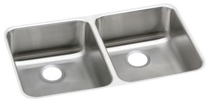 Ada Sink, Undermount Mount, 0 Hole, Left Bowl 14" x 14", Right Bowl 14" x 14", Lustrous Satin