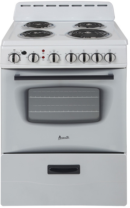 Avanti ERU240P0W 24 inch Electric Range with 4 Coil Elements, 2.6 cu. ft. Oven Capacity, Storage Drawer (White)