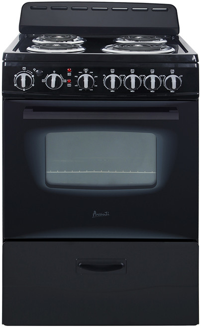 Avanti ERU240P1B 24 inch Electric Range with 4 Coil Elements, 2.6 cu. ft. Oven Capacity, Storage Drawer (Black)