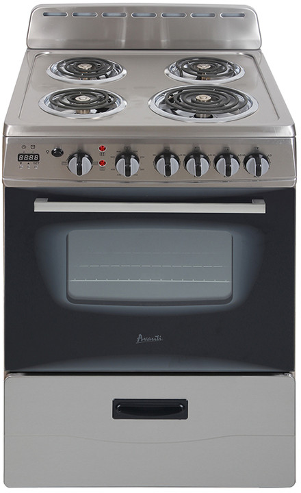 Avanti ERU240P3S 24 inch Electric Range with 4 Coil Elements, 2.6 cu. ft. Oven Capacity, Storage Drawer (Stainless Steel)
