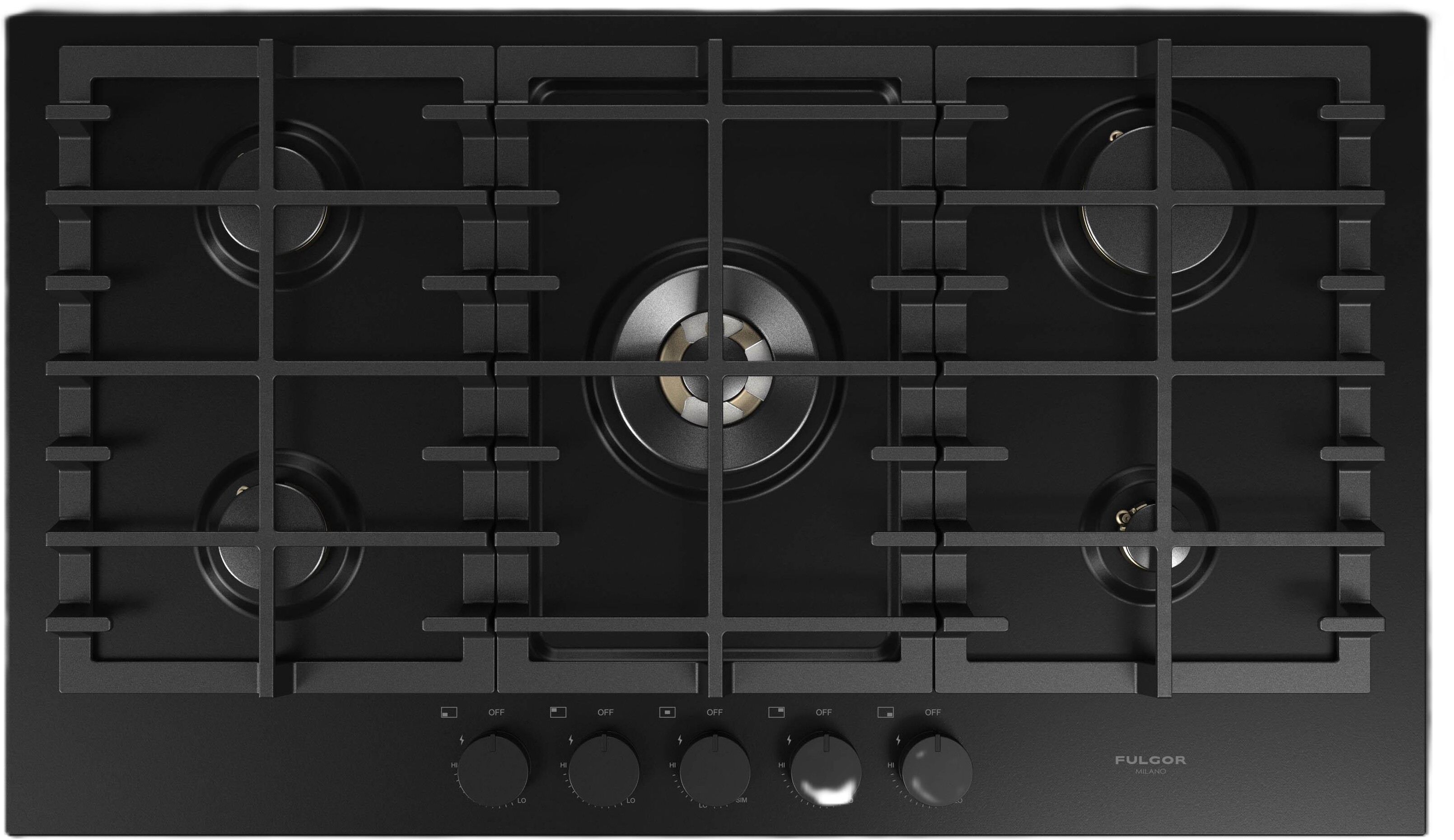 Fulgor Milano F4MTGK36MB1 36" Gas Cooktop with 5 Sealed Brass Burners for Kitchen