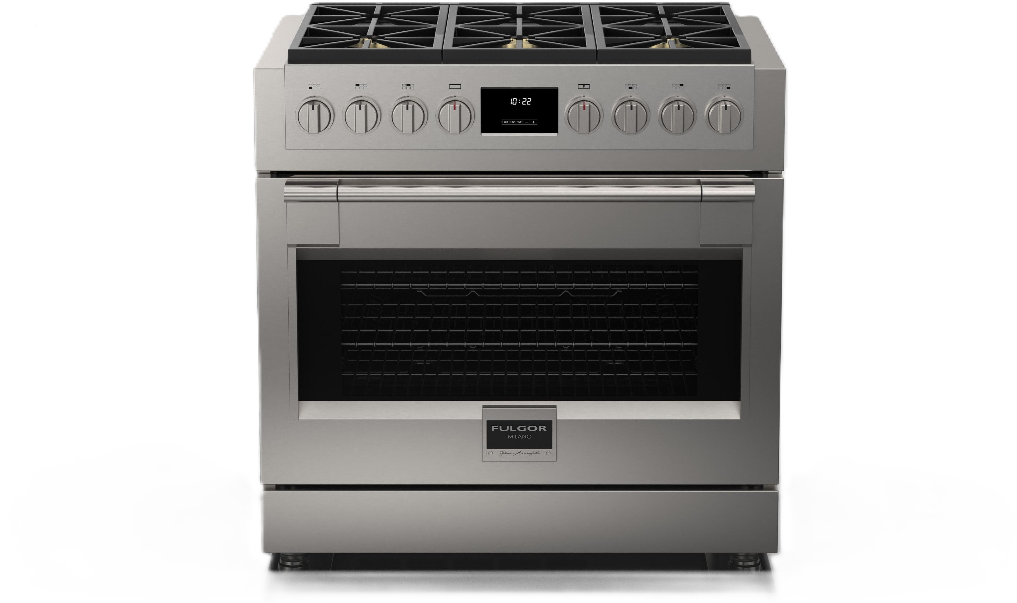 Fulgor Milano F6PGR366S2 36" All Gas Pro Range - 6 Burner Positions, Dual Convection Oven, Commercial Style Racks, Stainless Steel Construction