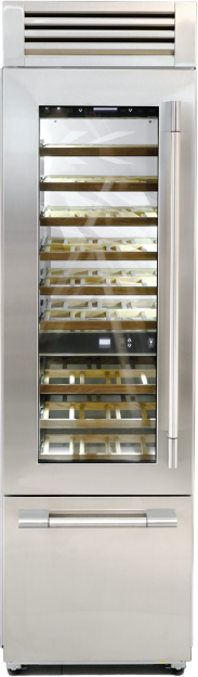 Fulgor Milano F7PBW24S2L 24" Pro Wine Cellar - Left Hinge, Brushed Stainless Exteriors, Humidity and Temperature Control, Anti-Vibration Technology,