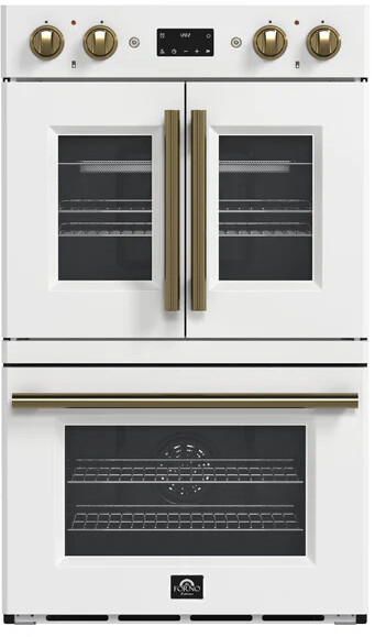 Forno FBOEL134030WHT Asti Series 30 inch Built-in Electric French Door Double Wall Oven with 7.36 cu. ft. Capacity, Sous-Vide Function, True Convection and Air Fry (White)