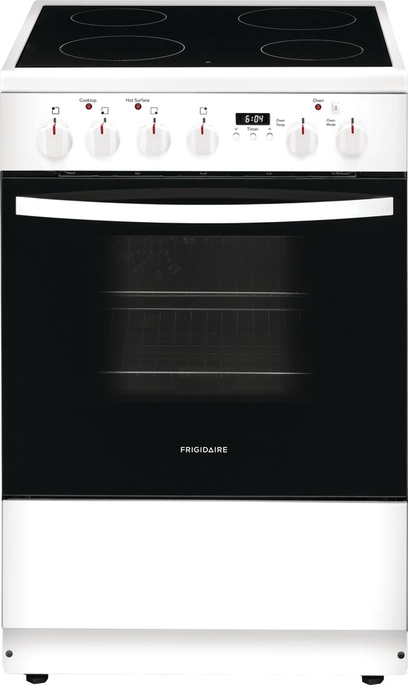 Frigidaire FCFE2425AW 24 inch Freestanding Electric Range with 4 Elements, Hot Surface Indicator Light, Storage Drawer, ADA Compliant (White)