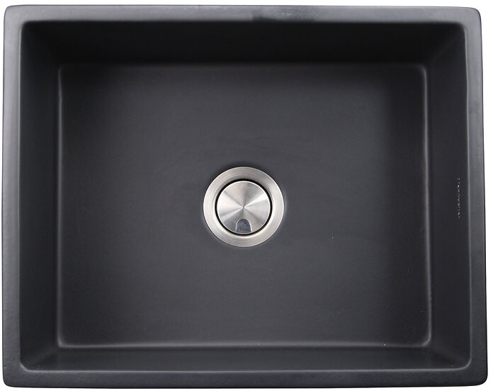 Nantucket Sinks Vineyard Apron Front Fireclay Rectangle Sink FCFS2418SMATTEBLACK