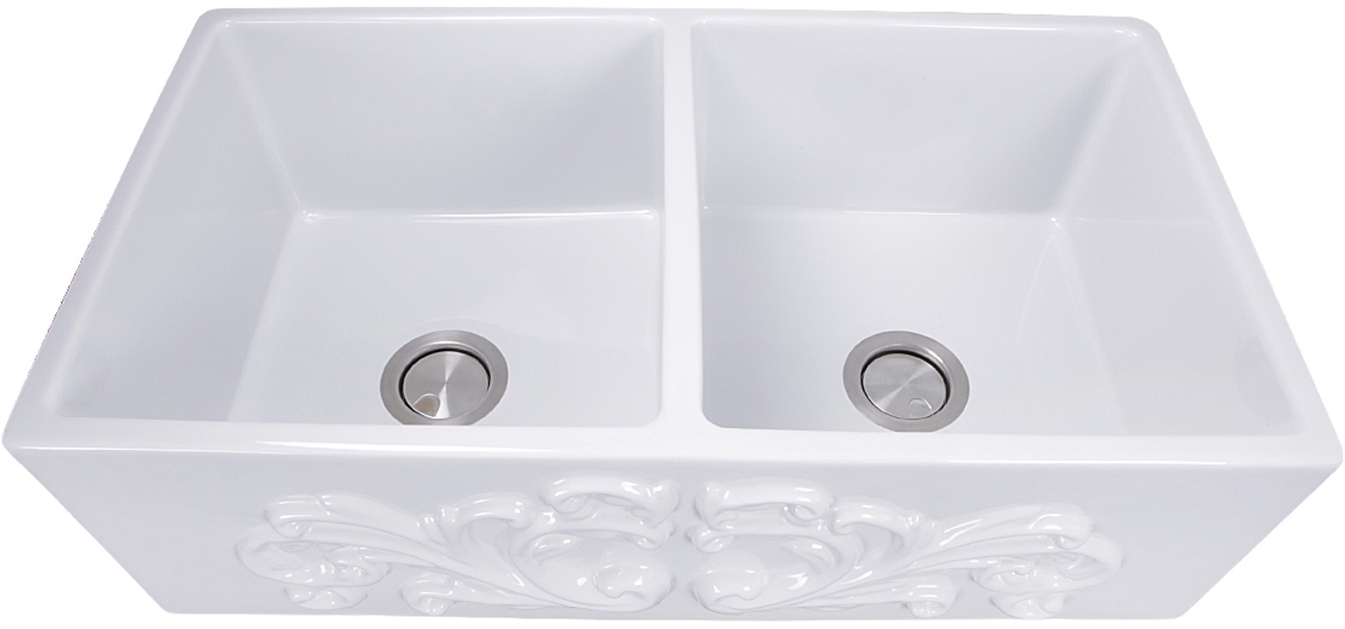 Nantucket Sinks Vineyard Apron Front Fireclay Rectangle Sink FCFS3318DFILIGREE