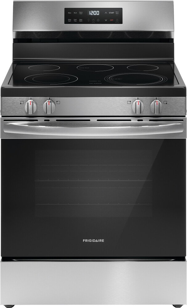 Frigidaire FCRE3062AS 30 inch Electric Range with 5 Elements, 5.3 cu. ft. Oven Capacity, 30 Minute Steam Clean, Storage Drawer (Stainless Steel)