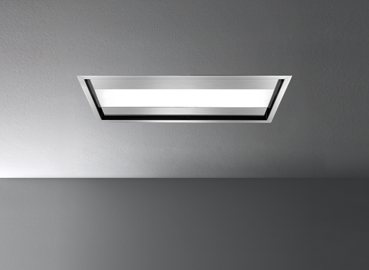 Falmec FDNUV36C6SSR1 36 inch Nuvola 90 Ceiling Range Hood with Perimeter Suction, Remote Control and Dimmable LED Lighting (Blower Sold Separately) (Stainless Steel)