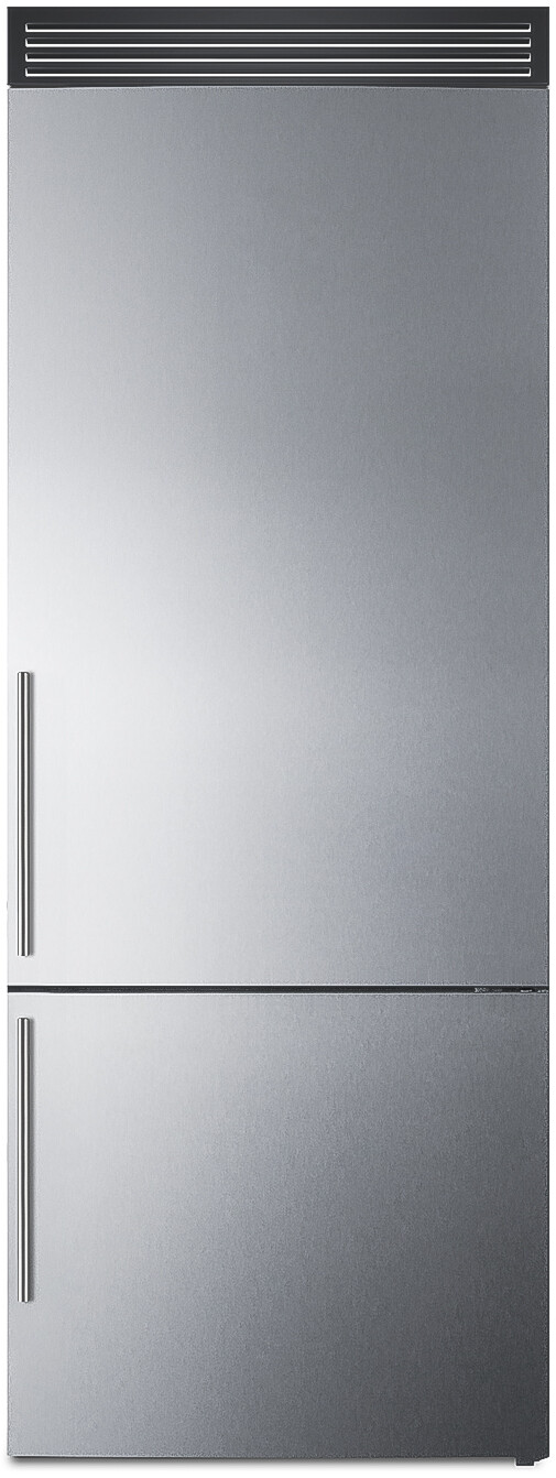 Summit FFBF279SSXH72 28 inch Freestanding Bottom Freezer Refrigerator with 14.6 cu. ft. Capacity, Adjustable Glass Shelves, LED Lighting and Frost-Free Operation in Stainless Steel (Right Hinge)
