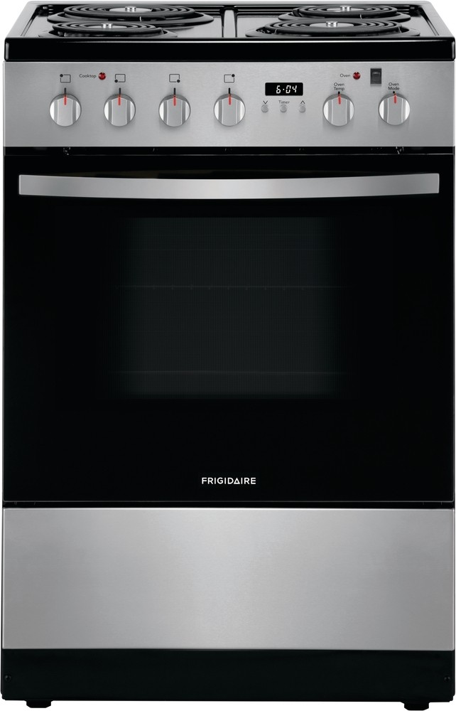 Frigidaire FFEH2422US 24 inch Freestanding Electric Range with 4 Coil Elements, 1.9 cu. ft. Capacity, Storage Drawer, ADA Compliant (Stainless Steel)