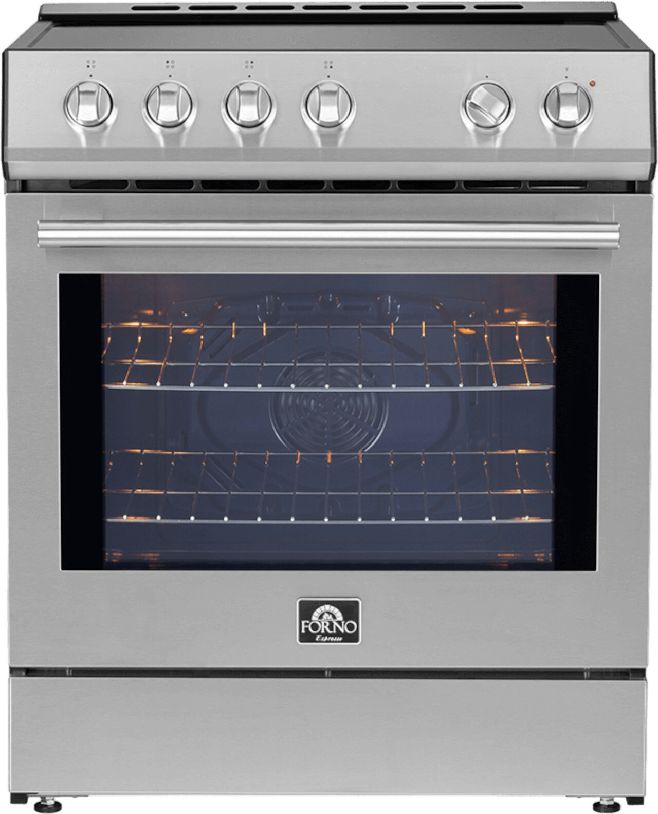 Forno FFSIN098230 Forno Leonardo Espresso 30-Inch Slide-In Stainless Steel Induction Range, Convection Oven, 5 Cooking Zones with 8,100-Watt Induction