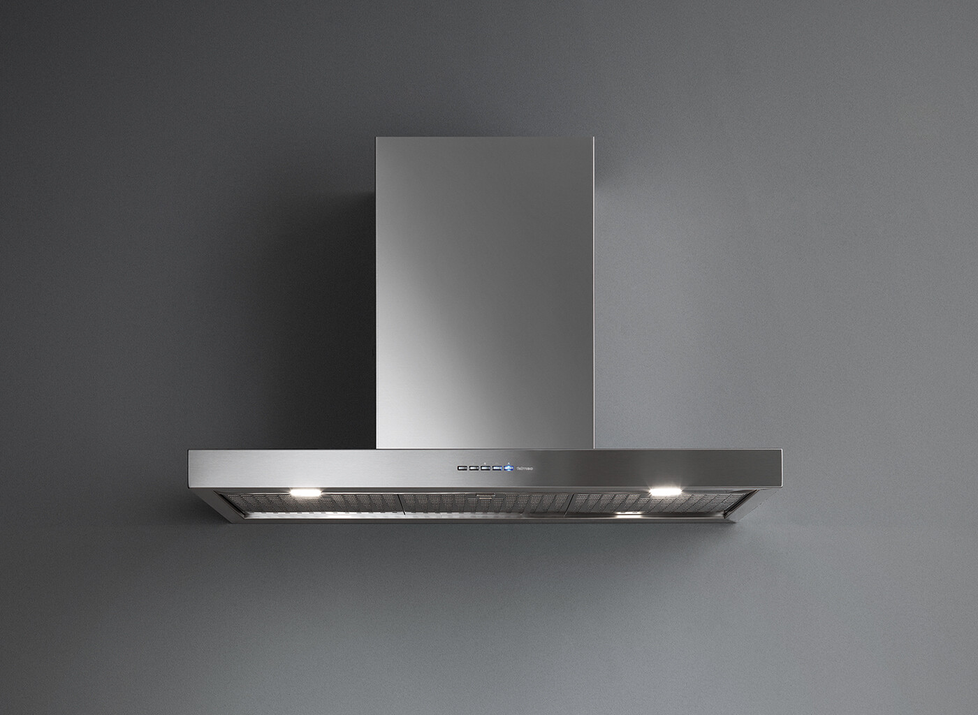 Falmec FNPLS48W5SSR 48 inch Plane NRS Wall Range Hood with 500 CFM, NRS Technology, and SRS Speed Reduction System in Stainless Steel