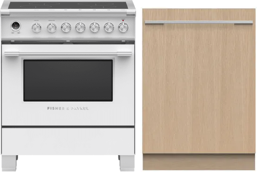 2 Piece Kitchen Appliances Package with Induction Range and Dishwasher in White - Fisher & Paykel FPRADW737