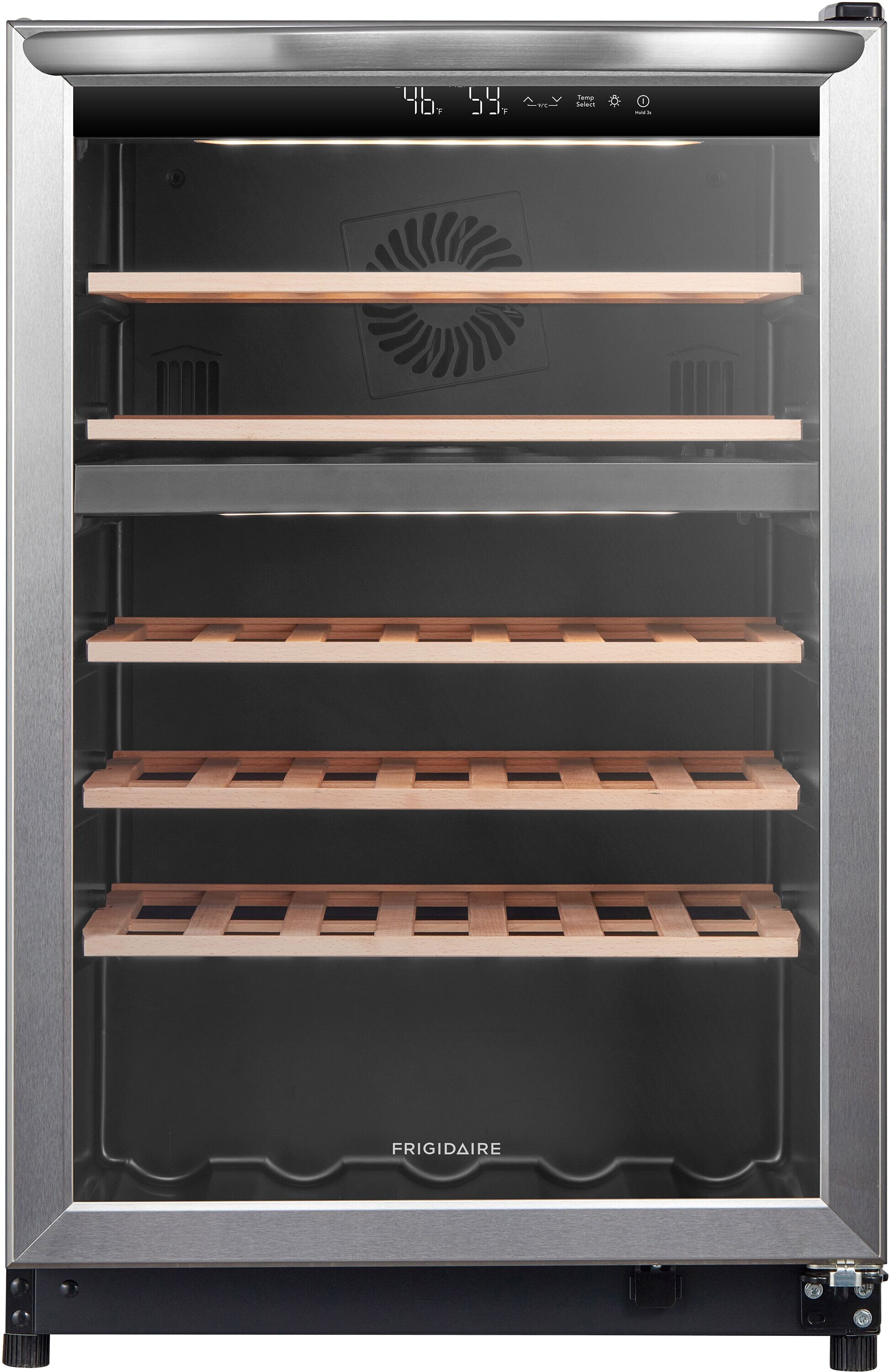 Frigidaire FRWE4626AS 22 inch Dual-Zone Wine Cooler with 46 Bottle Capacity, Electronic Temperature Controls and Bright LED Lighting in Stainless Steel