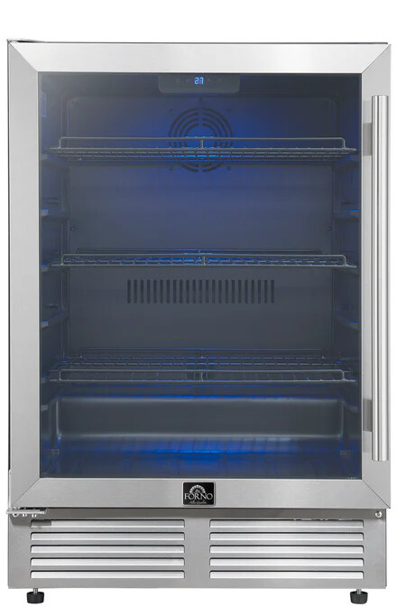 Forno FWCDR666524S Frescolino Series 24 inch Beverage Center with 4.8 cu. ft. Capacity, Triple-Layer Anti-UV Glass Door, LED Interior Lighting and Adjustable Shelves in Stainless Steel (Stainless Steel)
