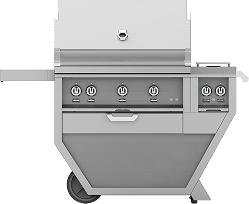 Hestan GMBR36CX2LP 36 inch Freestanding Deluxe Grill with 2 Trellis Burners, 1 Sear Burner, Rotisserie and Double Side Burner (Steeletto Stainless Steel, Liquid Propane)