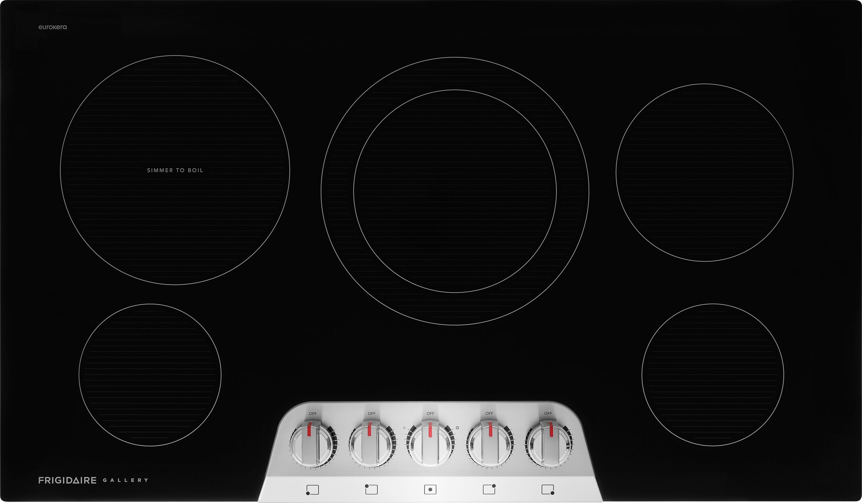 Frigidaire GCCE3670BS Gallery 36 inch Electric Cooktop with 5 Elements, Backlit LED Knobs and Keep Warm Zone (Stainless Steel)