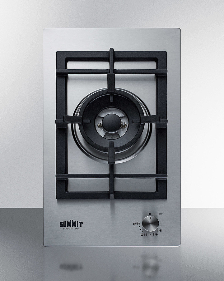 Summit GCJ1SS 12" Wide 1-Burner Gas Cooktop In Stainless Steel - Electronic Spark Ignition, 15,300 BTU Output, Natural Gas Operation