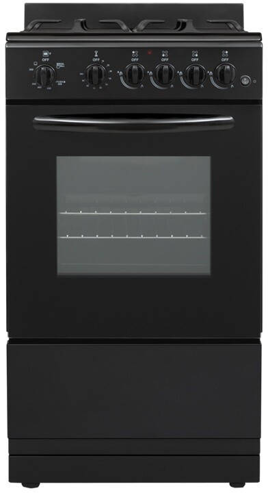 Element EGR204MCCB 20 inch Freestanding Gas Range with 4 Sealed Burners, 1.9 cu. ft. Oven Capacity, Storage Drawer and Mechanical Timer (Black)