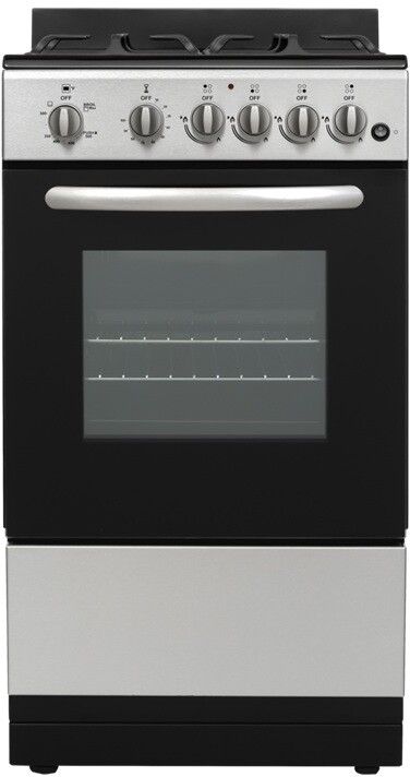 Element EGR204MCCS 20 inch Freestanding Gas Range with 4 Sealed Burners, 1.9 cu. ft. Oven Capacity, Storage Drawer and Mechanical Timer (Stainless Steel)