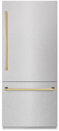 ZLINE 36 Inch Autograph 36" Built In Counter Depth Bottom Freezer Refrigerator GRBITZSN36G - View 2 | Fridge.com