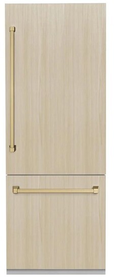 ZLINE Autograph Edition 30 in. 16.1 cu. ft. Panel Ready Built-In Bottom Freezer Refrigerator with Water Dispenser and Ice Maker with Graphite Gray Int